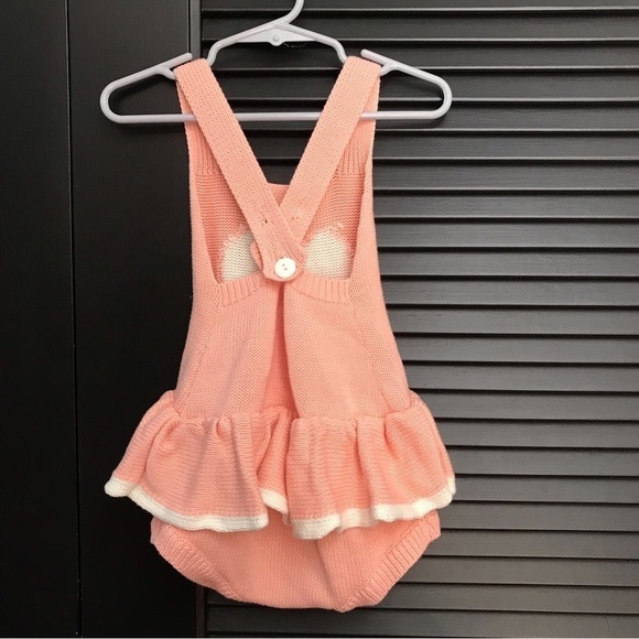 Retro Paradise Pink Knit Heart Overalls, Size Small - Picture 2 of 13